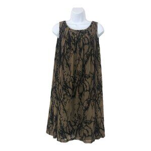Sugar Lips Womens Size Large Brown Black Mesh Sleeveless Shift Dress